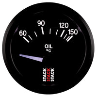 Thumbnail for Autometer Stack 52mm 60-150 Deg C M10 Male Electric Oil Temp Gauge - Black