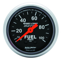 Thumbnail for Autometer Sport-Comp 52mm 0-100 PSI Mechanical  Fuel Pressure Gauge