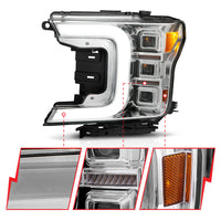 Thumbnail for Anzo 18-20 Ford F-150 Full Led Projector Light Bar Style Headlights - Chrome Amber