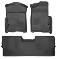 Thumbnail for Husky Liners 09-12 Ford F-150 Super Crew Cab WeatherBeater Combo Black Floor Liners