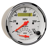 Thumbnail for AutoMeter Gauge Tach/Speedo 3-3/8in. 120MPH & 8K RPM Elec. Program. Arctic White