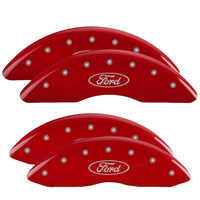 Thumbnail for MGP 4 Caliper Covers Engraved Front & Rear Oval logo/Ford Red finish silver ch
