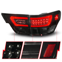 Thumbnail for ANZO 11-13 Jeep Grand Cherokee LED Taillights w/ Lightbar Black Housing/Smoke Lens 4pcs