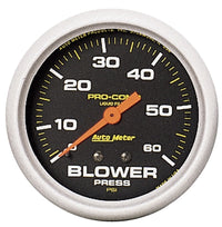 Thumbnail for Autometer Pro-Comp 2 5/8in 0-60 PSI Liquid Filled Mech Blower Pressure Gauge