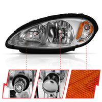 Thumbnail for ANZO 2001-2005 Chrysler Pt Cruiser Crystal Headlight Chrome Amber (OE)