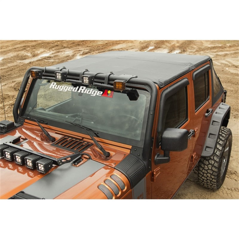 Rugged Ridge Bowless Soft Top Black Diamond 4-Door 07-18 Jeep Wrangler JK