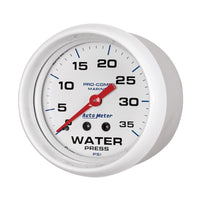 Thumbnail for Autometer AutoGage 2-5/8in. / 35 PSI Mechanical Water Press Gauge - Marine White