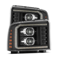 Thumbnail for AlphaRex 05-07 Ford F250/350/450/550 Super Duty LUXX LED Proj HL Blk w/Actv Light & Seq Sig + SB DRL