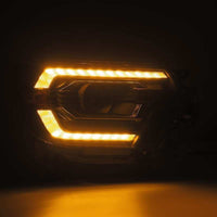 Thumbnail for AlphaRex 12-15 Toyota Tacoma LUXX LED Projector Headlights Plank Style Alpha Black w/DRL