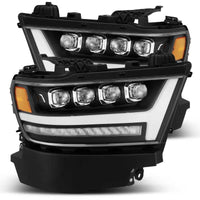 Thumbnail for AlphaRex 19-20 Ram 1500HD NOVA LED Proj Headlight Plank Style Matte Blk w/Activ Light/Seq Signal/DRL