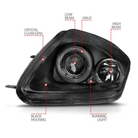 Thumbnail for ANZO 2000-2005 Mitsubishi Eclipse Projector Headlights w/ Halo Black
