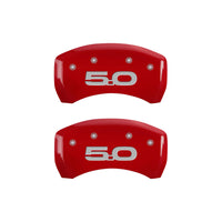 Thumbnail for MGP 4 Caliper Covers Engraved Front 2015/Mustang Engraved Rear 2015/50 Red finish silver ch