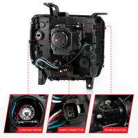 Thumbnail for ANZO 2016-2019 Gmc Sierra 1500 Projector Headlight Plank Style Black w/ Sequential Amber Signal