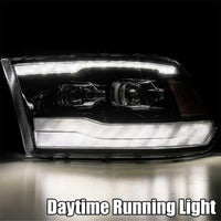 Thumbnail for AlphaRex 09-18 Dodge Ram 1500 PRO-Series Projector Headlights Plank Style Alpha Blk w/Seq Signal/DRL