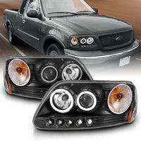 Thumbnail for ANZO 1997-2003 Ford F-150 Projector Headlights w/ Halo Black (CCFL)