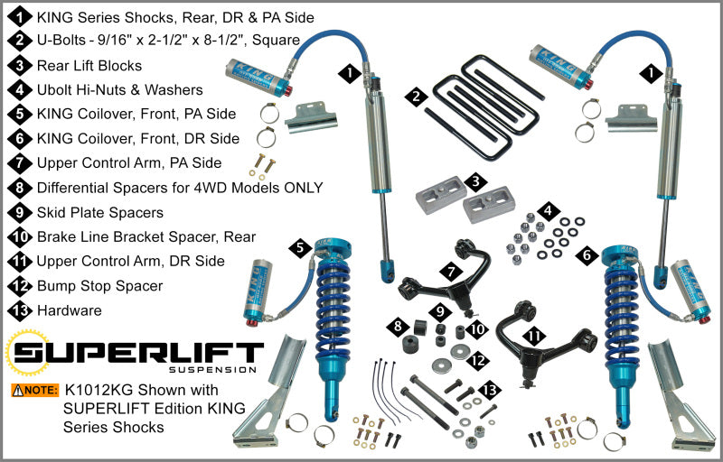 Superlift 05-20 Toyota Tacoma 4WD (Excl TRD Pro Models) - w/ King Shocks 3in Lift Kit