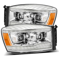 Thumbnail for AlphaRex 06-08 Dodge Ram 1500HD PRO-Series Projector Headlights Plank Style Chrome w/Seq Signal/DRL