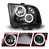 Thumbnail for ANZO 2005-2009 Ford Mustang Projector Headlights w/ Halo Black