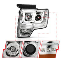 Thumbnail for ANZO 2009-2014 Ford F-150 Projector Headlights w/ U-Bar Chrome