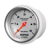 Thumbnail for Autometer Marine Silver Ultra-Lite Gauge 3-3/8in Tachometer 6K RPM