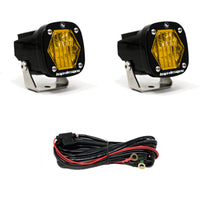 Thumbnail for Baja Designs S1 Amber Wide Cornering LED Light w/ Mounting Bracket Pair