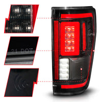 Thumbnail for ANZO 21-23 Ford F-150 LED Taillights Seq. Signal w/BLIS Cover - Black Housing
