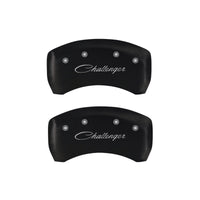 Thumbnail for MGP 4 Caliper Covers Engraved Front & Rear Cursive/Challenger Red finish silver ch