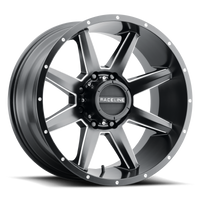 Thumbnail for Raceline 954M Stryker 20x9in / 6x139.7 BP / 18mm Offset / 106.1mm Bore - Satin Black & Milled Wheel
