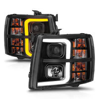 Thumbnail for ANZO 2007-2013 Chevrolet Silverado 1500 Projector w/ Light Bar Black Housing w/ Sequential