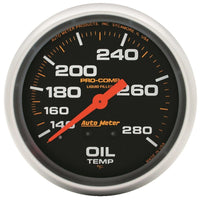 Thumbnail for Autometer Liquid Filled Mechanical 66.7mm 140-280 deg F Oil Termperature Gauge Includes 12 ft Tubing