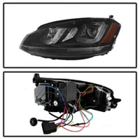 Thumbnail for Spyder Volkswagen Golf VII 14-16 Projector Headlights DRL LED Blk Stripe Blk PRO-YD-VG15-BLK-DRL-BK