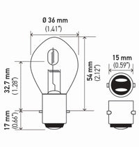 Thumbnail for Hella Bulb 6235 12V 35/35W Ba20D B11 S2 Sb