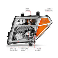 Thumbnail for ANZO 2005-2008 Nissan Pathfinder Crystal Headlight Chrome Amber (OE Replacement)
