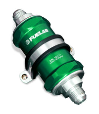 Thumbnail for Fuelab 848 In-Line Fuel Filter Standard -8AN In/Out 100 Micron Stainless w/Check Valve - Green