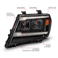 Thumbnail for ANZO 09-20 Nissan Frontier Black Projector Plank Style DRL w/ Switchback & Sequential LED DRL