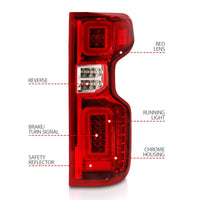 Thumbnail for Anzo 19-21 Chevy Silverado Full LED Tailights Chrome Housing Red/Clear Lens G2 (w/C Light Bars)