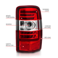 Thumbnail for ANZO 2000-2006 Chevrolet Tahoe LED Tail Lights w/ Red Lens Chrome Housing