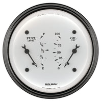 Thumbnail for AutoMeter Gauge Dual Fuel & Oilp 3-3/8in. 240 Ohm(e) to 33 Ohm(f) & 100PSI Elec Old Tyme Wht
