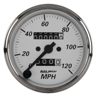 Thumbnail for Autometer 3-1/8in Silver Bezel/White Face 120mph Mechanical In-Dash Tacho/Speedometer w/ Trip Gauge