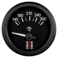 Thumbnail for Autometer Stack 52mm 140-300 Deg F 1/8in NPTF Electric Oil Temp Gauge - Black