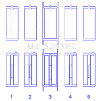 Thumbnail for King Ford 260CI/289CI/302 5.0L Windsor Coated Crankshaft Main Bearing Set of 5 (Size .010)