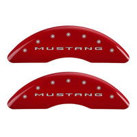 Thumbnail for MGP 4 Caliper Covers Engraved Front 2015/Mustang Engraved Rear 2015/GT Red finish silver ch