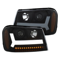 Thumbnail for ANZO 2006-2009 Chevrolet Trailblazer Projector Headlights w/ Plank Style Design Black w/ Amber