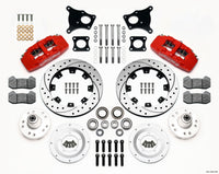 Thumbnail for Wilwood Dynapro 6 Front Hub Kit 12.19in Drilled Red AMC 71-76 OE Disc w/o Bendix Brakes