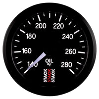 Thumbnail for Autometer Stack 52mm 140-280 Deg F 1/8in NPTF Male Pro Stepper Motor Oil Temp Gauge - Black