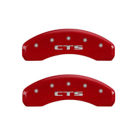 Thumbnail for MGP 4 Caliper Covers Engraved Front Cursive/Cadillac Engraved Rear CTS Red finish silver ch