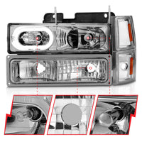 Thumbnail for ANZO 88-98 Chevrolet C1500 Crystal Headlights Chrome Housing w/ Signal and Side Marker Lights