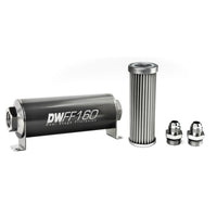Thumbnail for DeatschWerks Stainless Steel 8AN 5 Micron Universal Inline Fuel Filter Housing Kit (160mm)