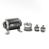 Thumbnail for DeatschWerks Stainless Steel 6AN 5 Micron Universal Inline Fuel Filter Housing Kit (70mm)