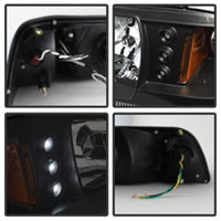 Thumbnail for Spyder Ford Mustang 87-93 1PC LED (Replaceable LEDs)Crystal Headlights Black HD-YD-FM87-1PC-LED-BK